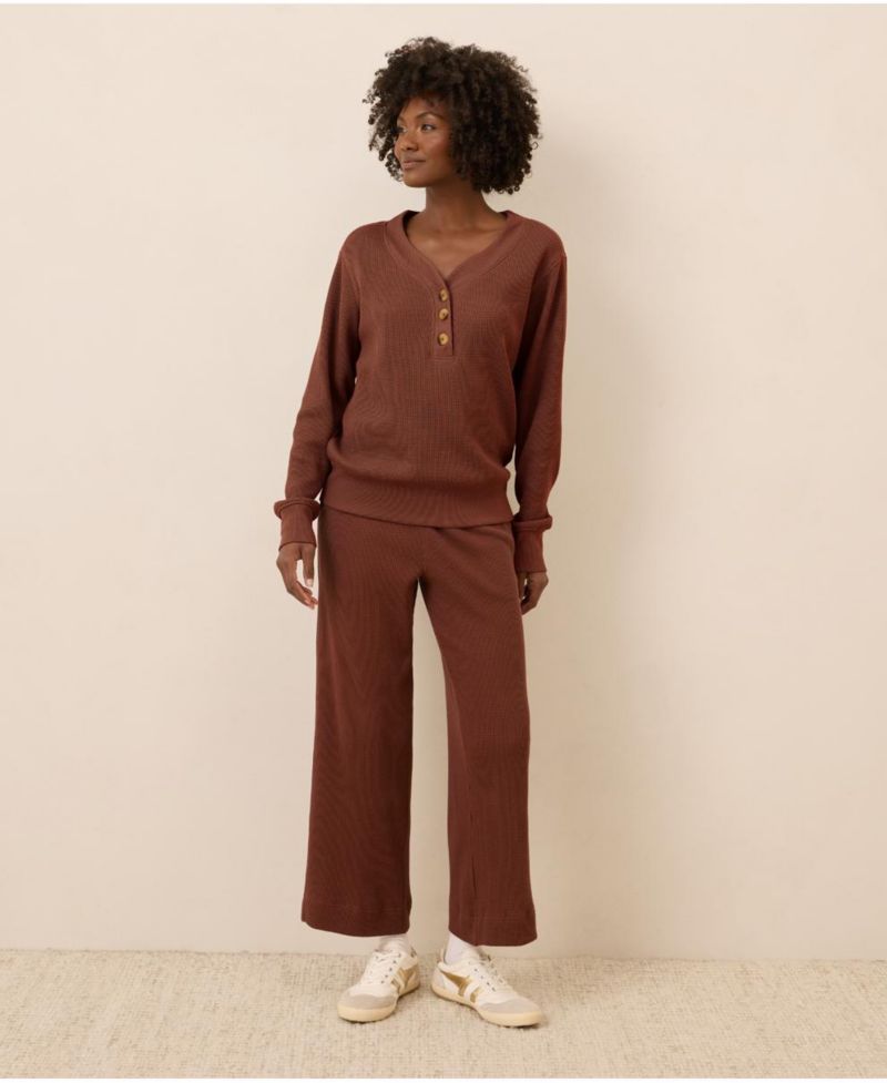 Women's Thermal Waffle Wide Leg Pant