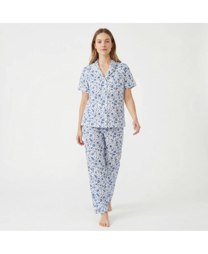 Women's Porcelain Vine Viscose from Bamboo-Blend Floral Short-Sleeve Pajama Set