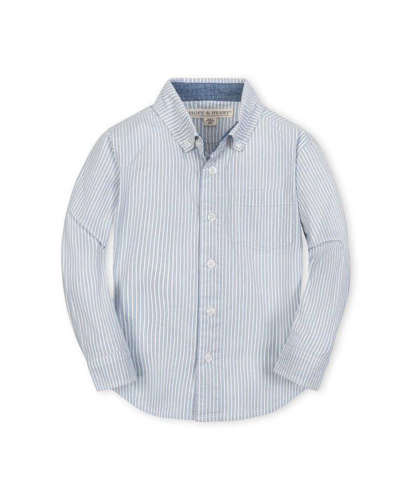 Hope and Henry Boys' Stretch Poplin Long Sleeve Button Down Shirt, Kids