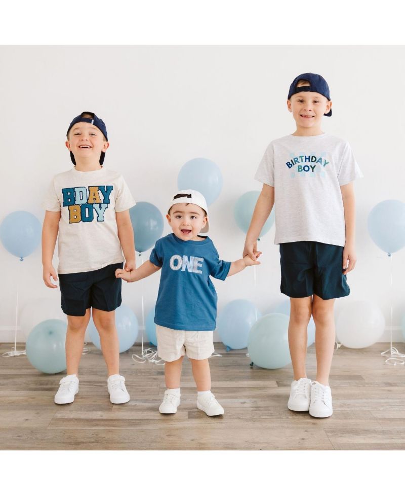 Big Boys Birthday Checker Short Sleeve T-Shirt