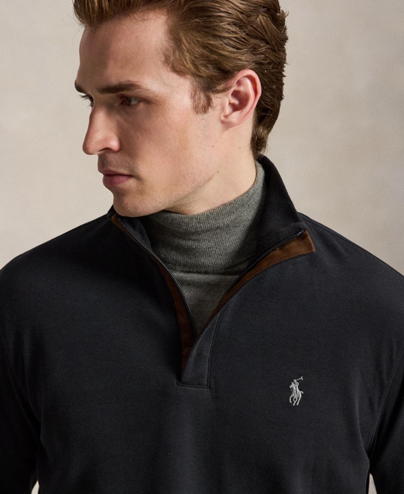 Men's Luxury Jersey Quarter-Zip Pullover Sweater