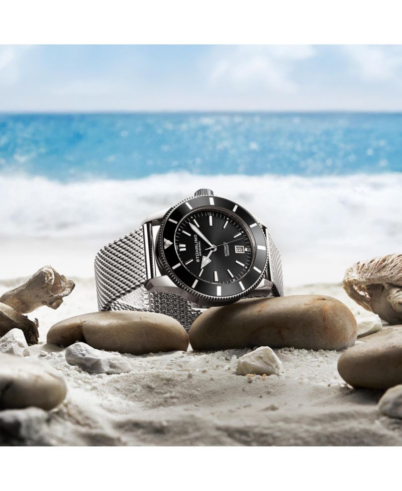 Mens Marinier 4079 Automatic 42 mm Dive Watch with Sunray Dial and Mesh Bracelet