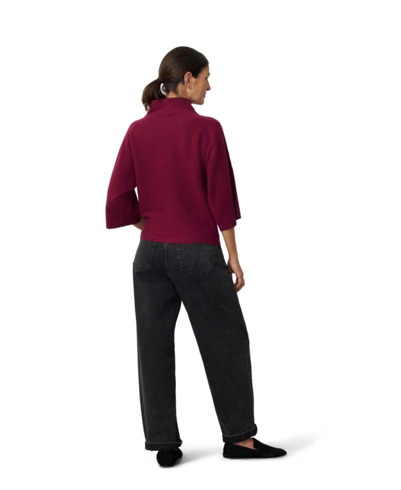 Women's Mock Neck Rib-Knit Dolman Sweater