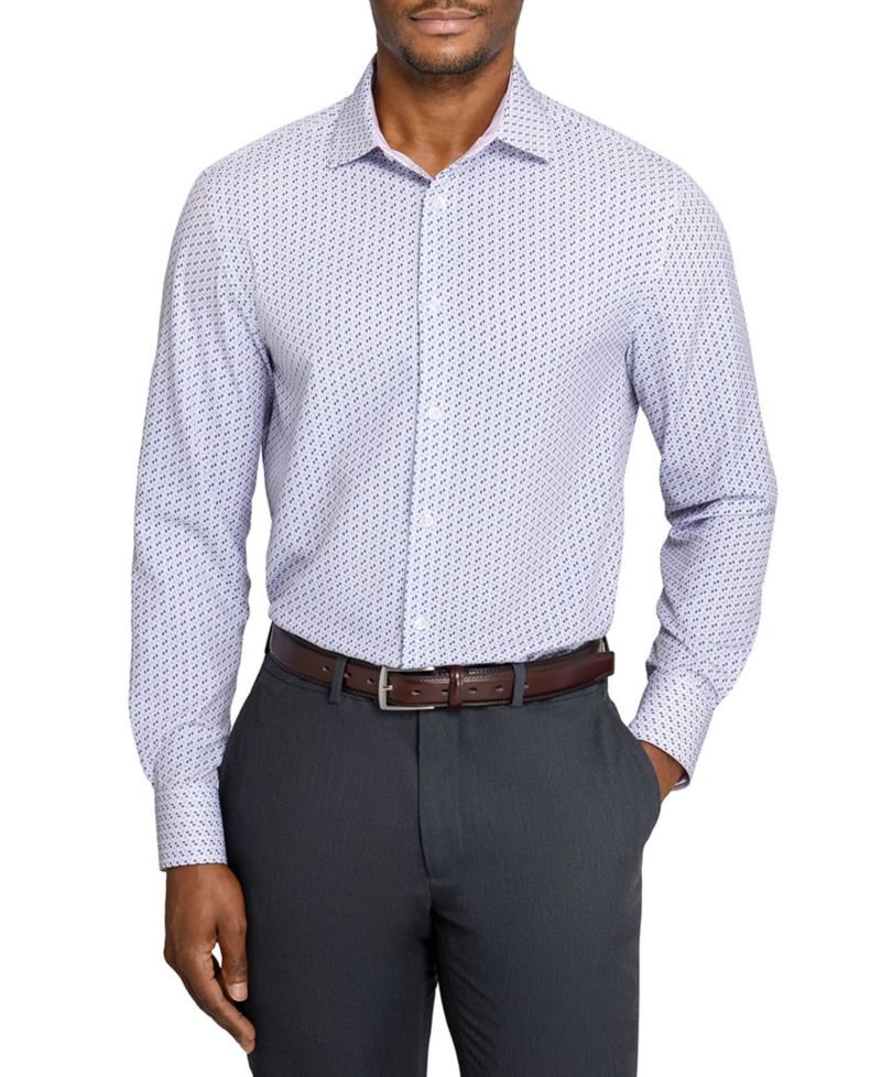 Men's Triangle Print Spread Collar Dress Shirt
