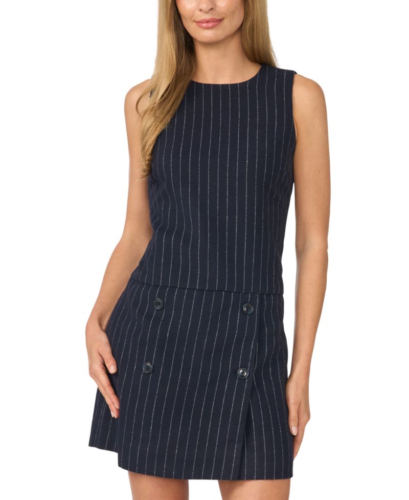Women's Pinstripe Sleeveless Shift Dress