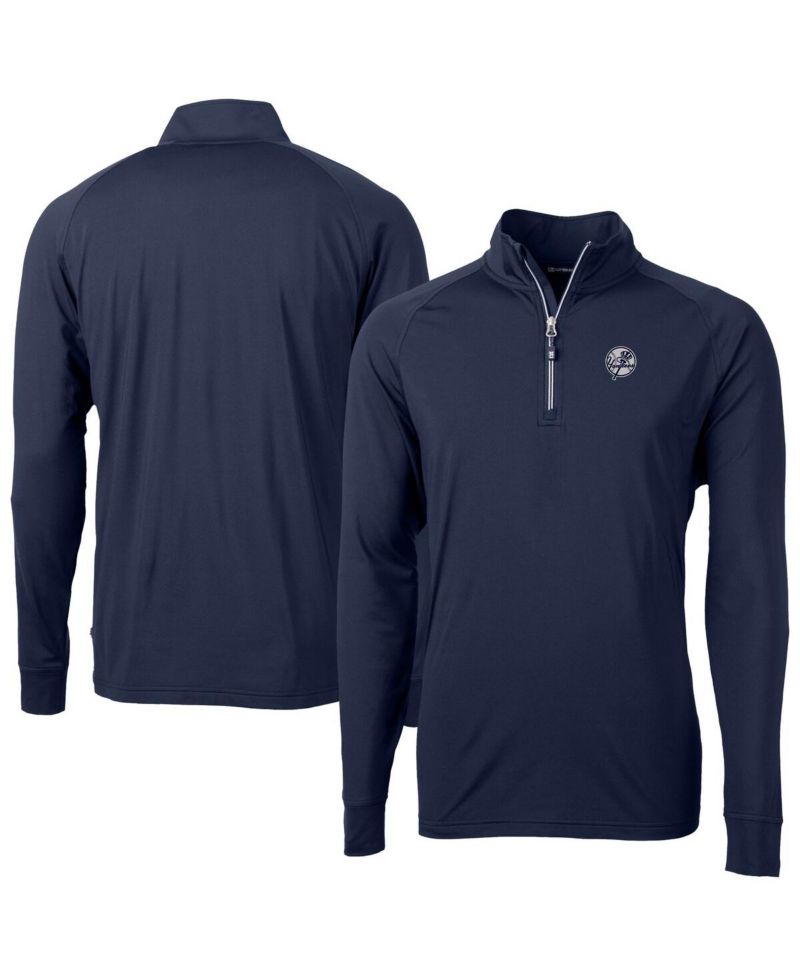 Men's Navy New York Yankees Adapt Eco Raglan Quarter-Zip Jacket