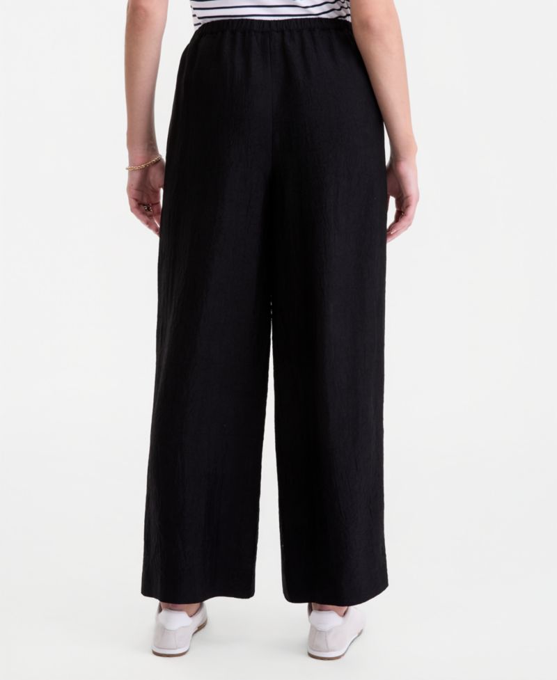 Women's Crinkle Satin Wide-Leg Pull-On Pants, Regular & Short