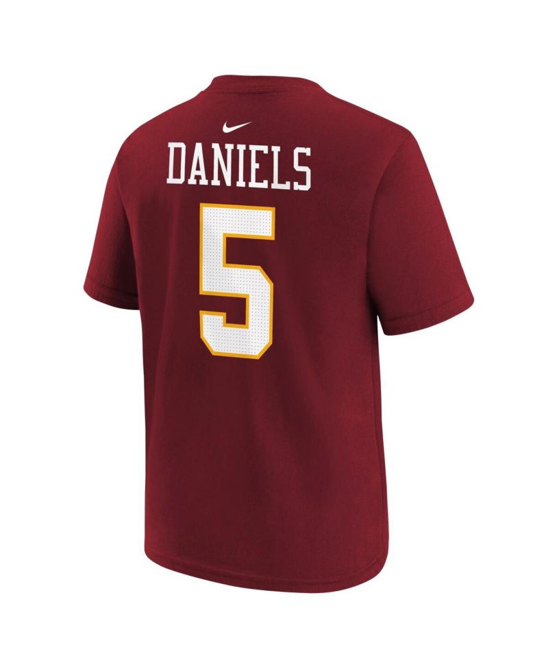 Big Boys and Girls Jayden Daniels Burgundy Washington Commanders Name & Number T-Shirt