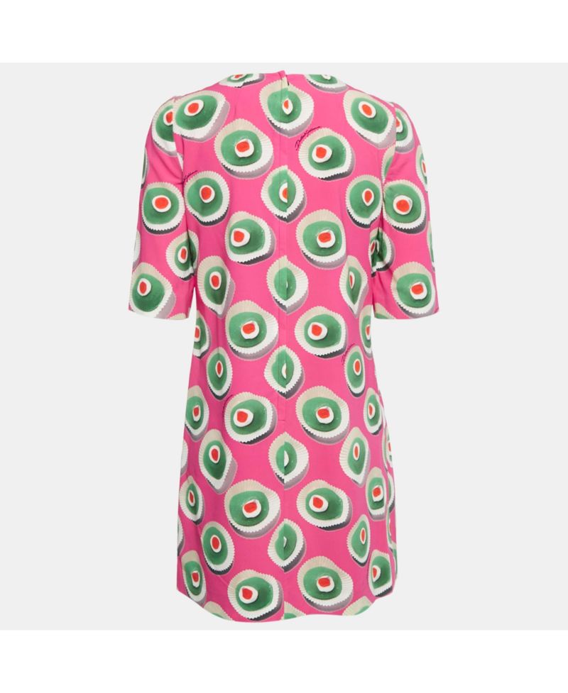 Women's Pink Sicily Cupcake Print Silk Mini Dress