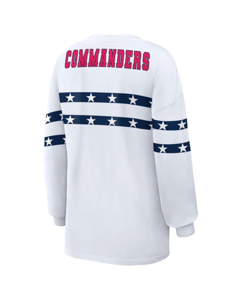 Women's White Washington Commanders Americana Stripe Long Sleeve T-Shirt