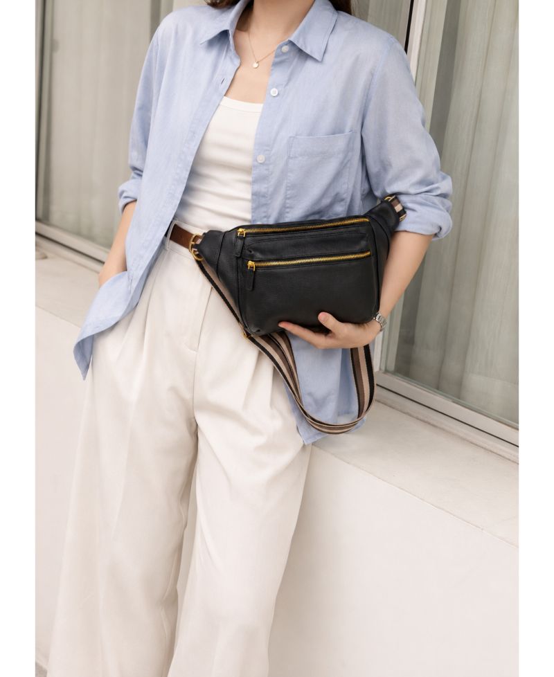 Cleo Leather Fanny Pack Crossbody Sling Bag Chest Belt Purse
