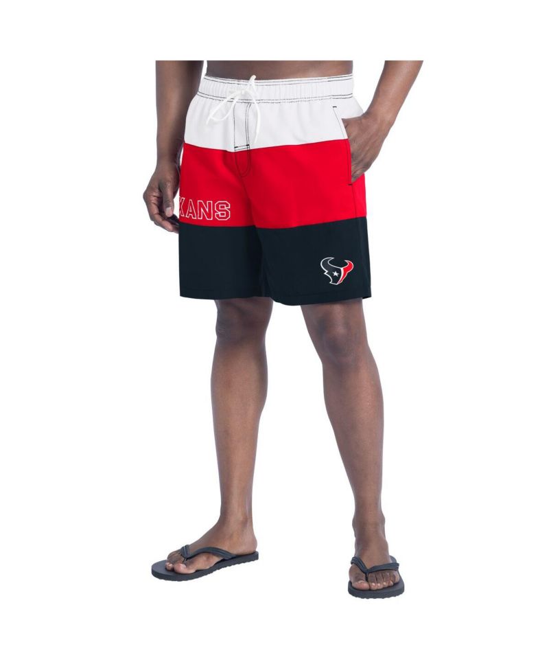 Men's Navy/Red Houston Texans Sunrise Volley Swim Shorts