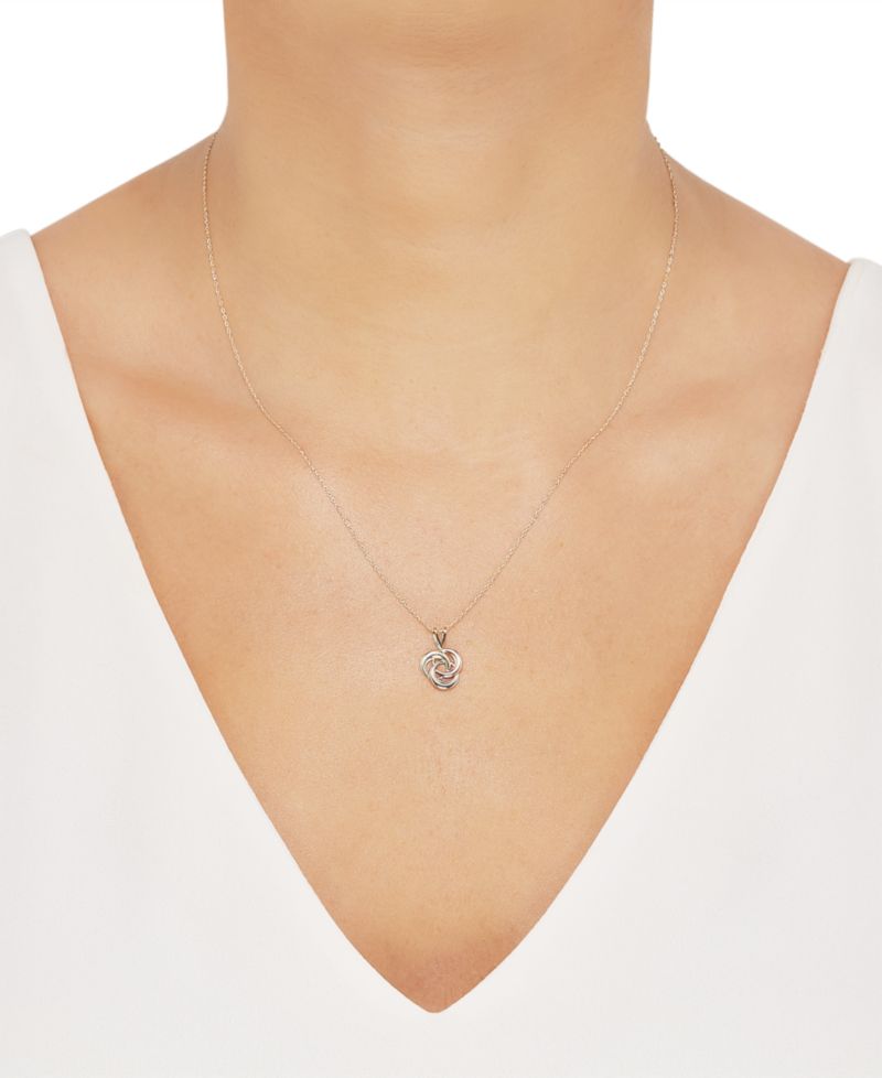 Tricolor Love Knot 18" Pendant Necklace in 10k Yellow, White & Rose Gold