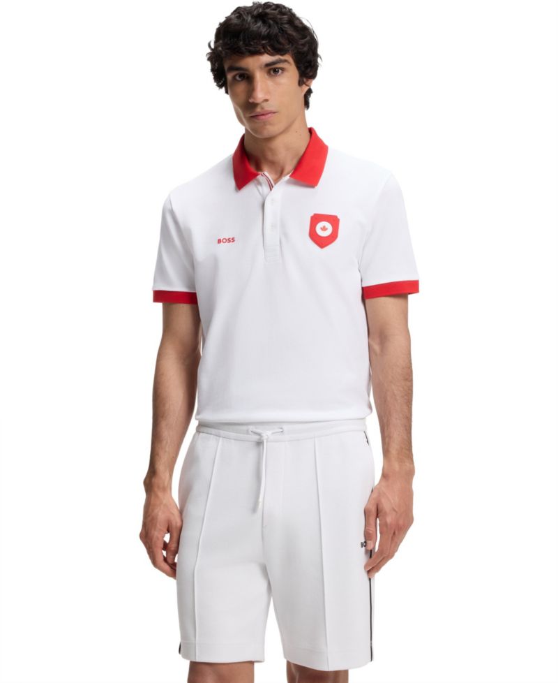 Men's Paddy Canada Country Flag Trim Polo Shirt