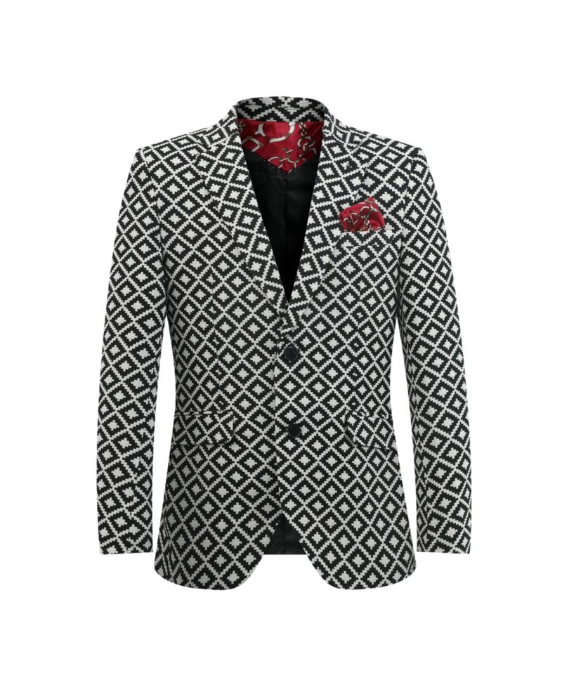 Boys Black Postage Stamp Brocade Jacket