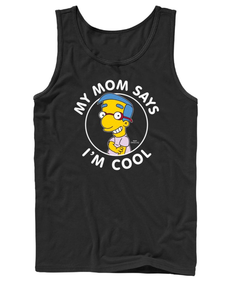 Men's The Simpsons Milhouse My Mom Says I'm Cool Graphic Tank Top