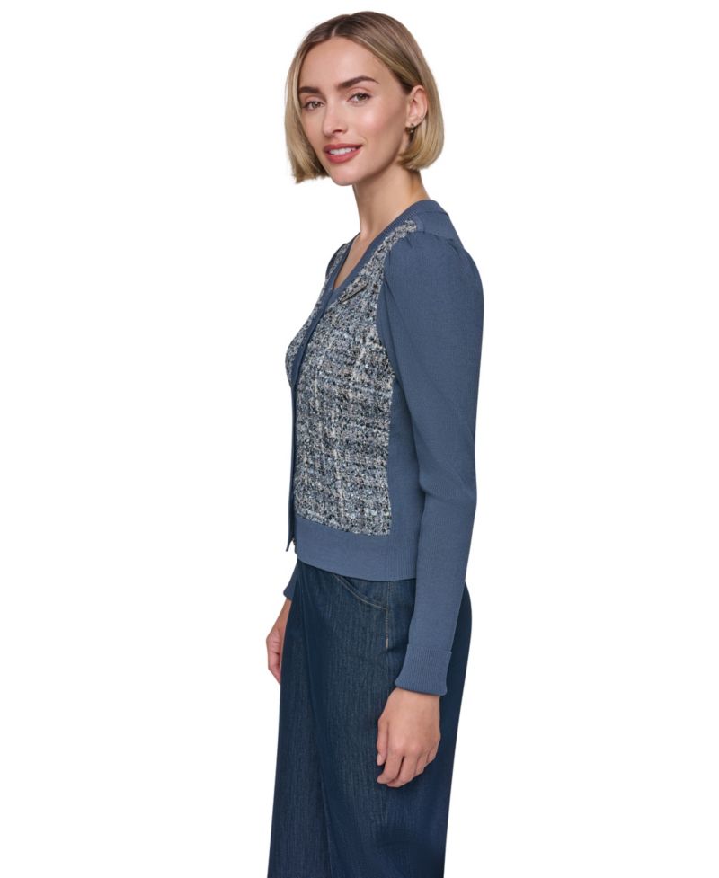 Women's Crewneck Six-Button-Front Ribbed Jacket