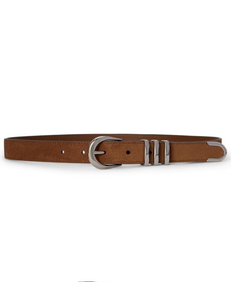 Women's Metal-Keeper Suede Skinny Belt
