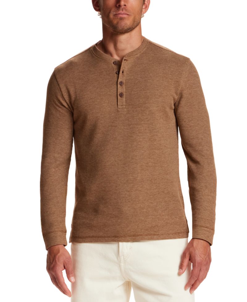 Men's Variegated Microstripe Waffle Henley T-Shirt
