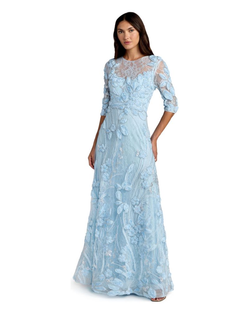 Women's High Neck Embellished Lace Gown