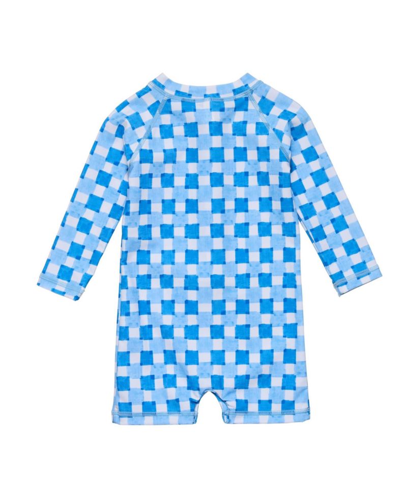 Baby Boys Ocean Grid LS Sunsuit