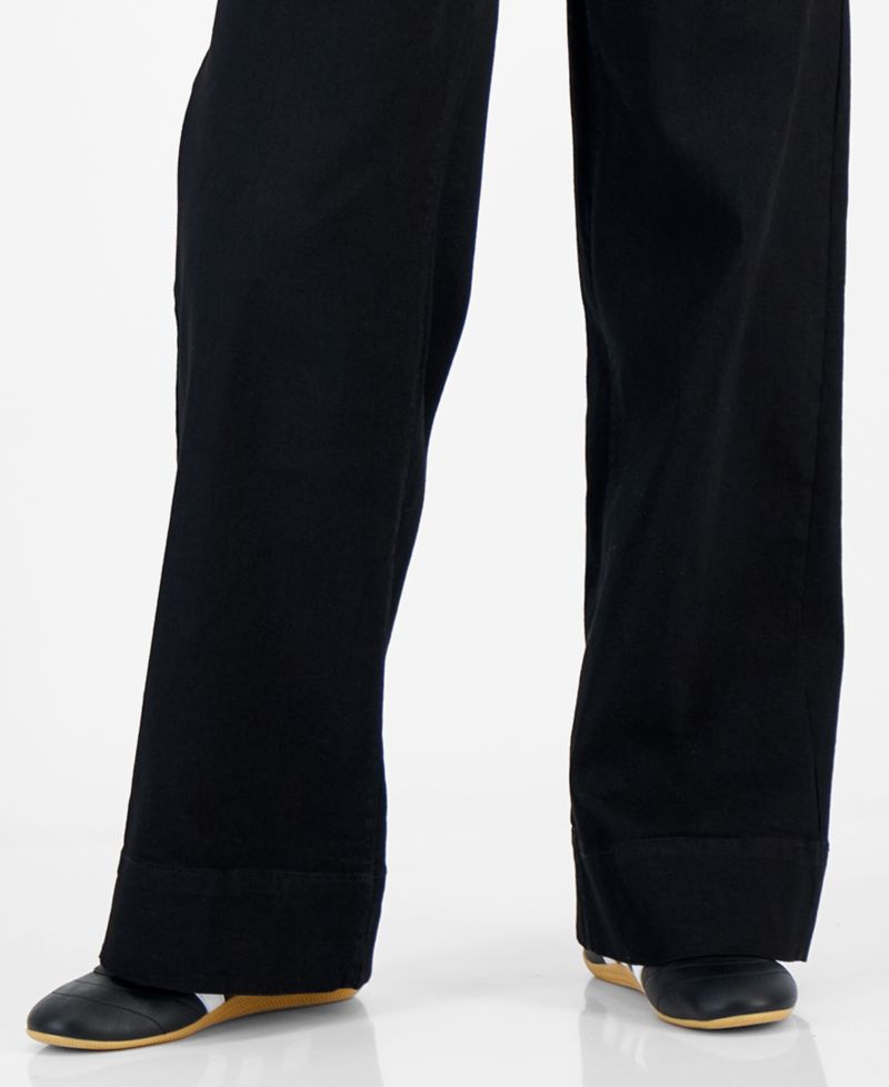 Juniors' High-Rise Patch-Pocket Wide-Leg Jeans