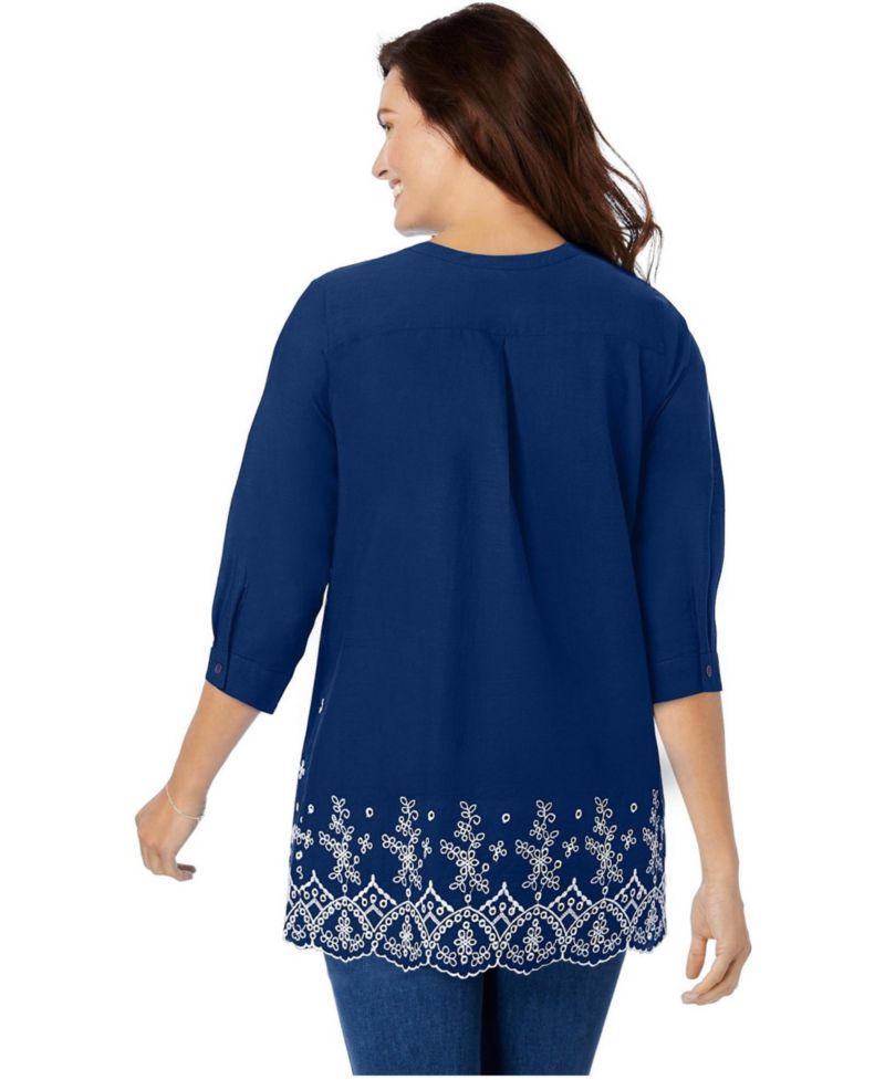 Plus Size Within Embroidered Pintuck Tunic