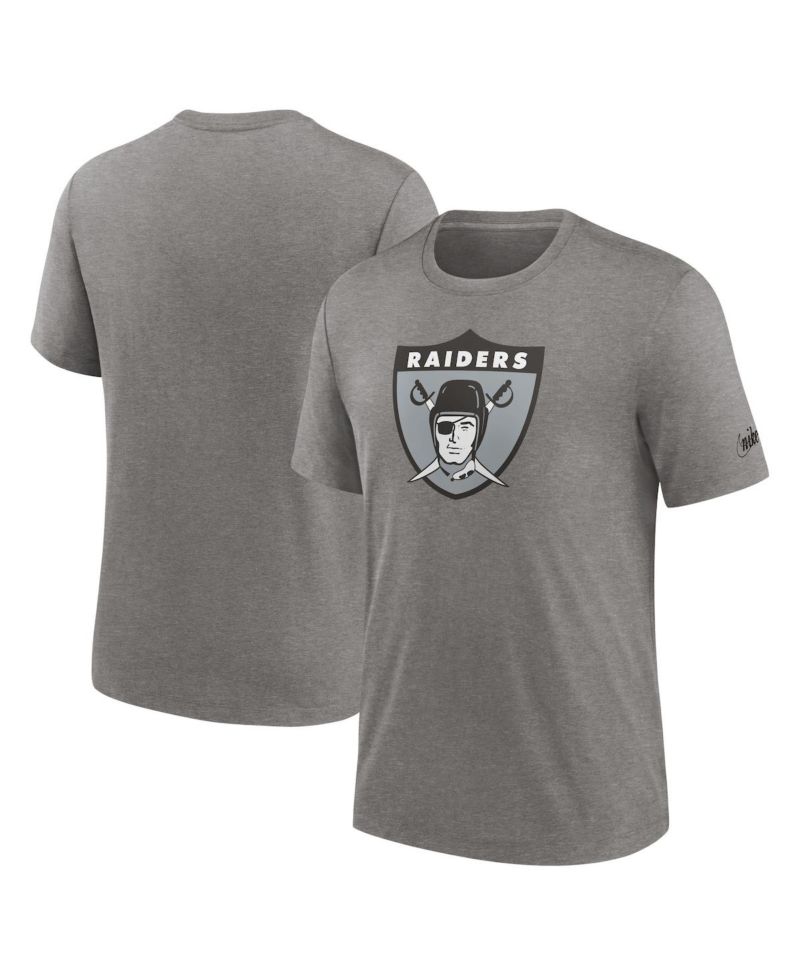 Men's Heather Charcoal Las Vegas Raiders Rewind Logo Tri-Blend T-shirt