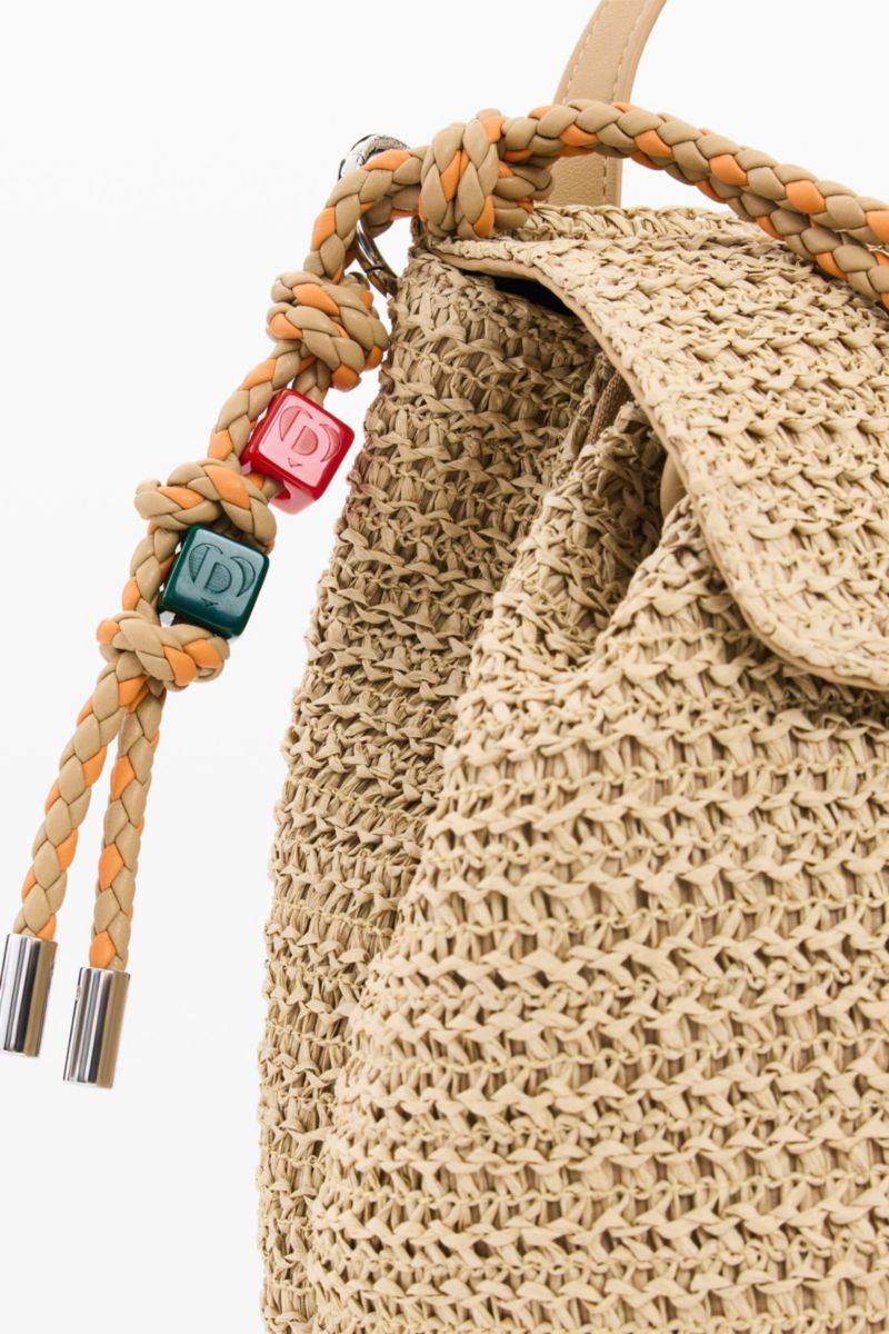 Women's Small raffia backpack charms