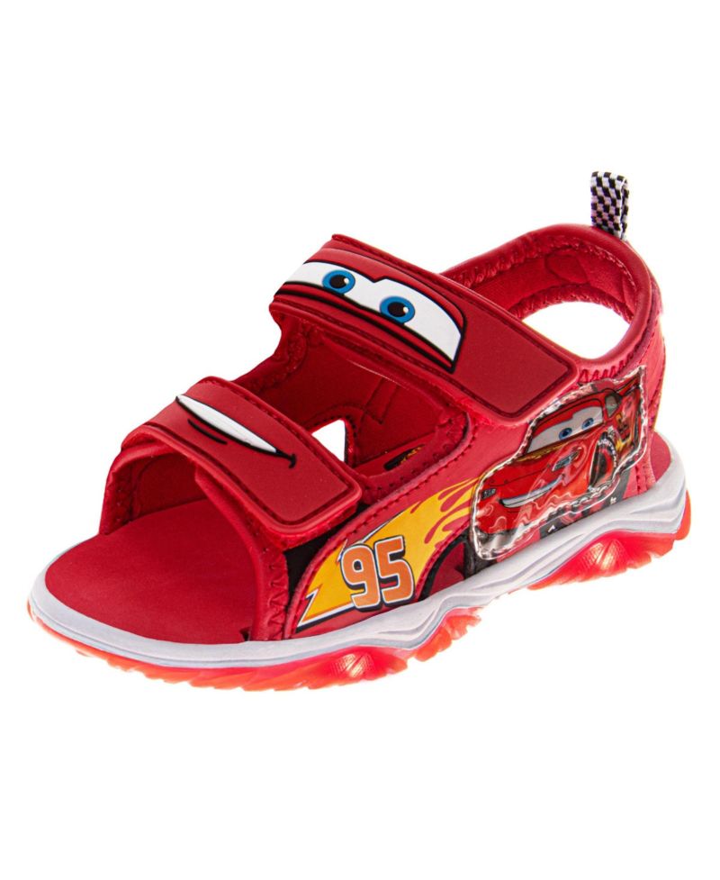 Little Boys Pixar Cars Open-Toe Light-Up Sport Sandals, Hook and Loop Outdoor Sandals Featuring Lightning McQueen (Toddler/Little Kid)