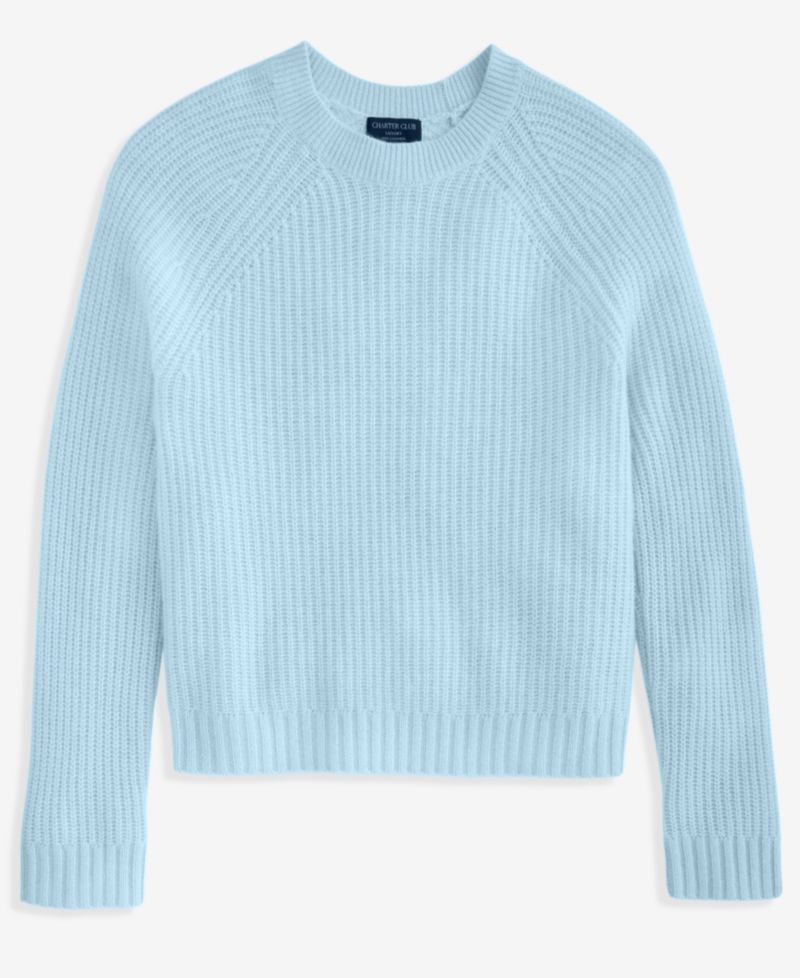 Plus Size 100% Cashmere Shaker Stitch Crewneck Sweater