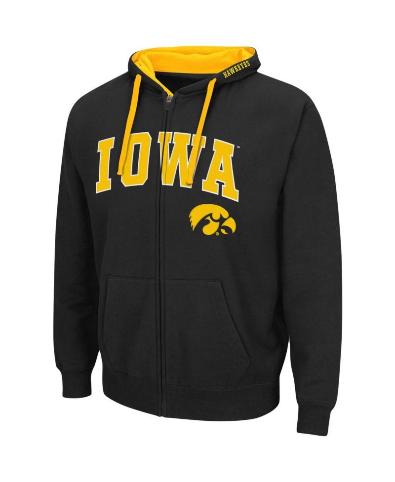 Men's Black Iowa Hawkeyes Big and Tall Full-Zip Hoodie