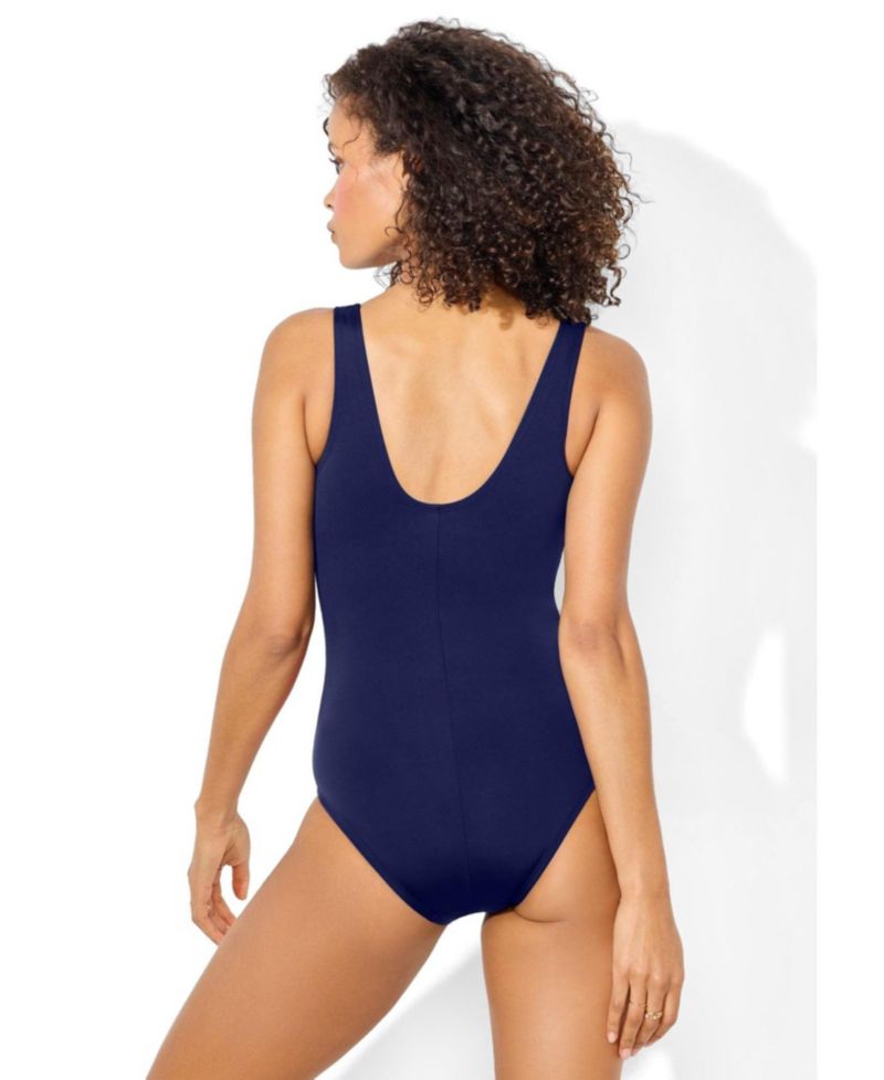 Women's Chlorine Resistant Zip Front One Piece Swimsuit