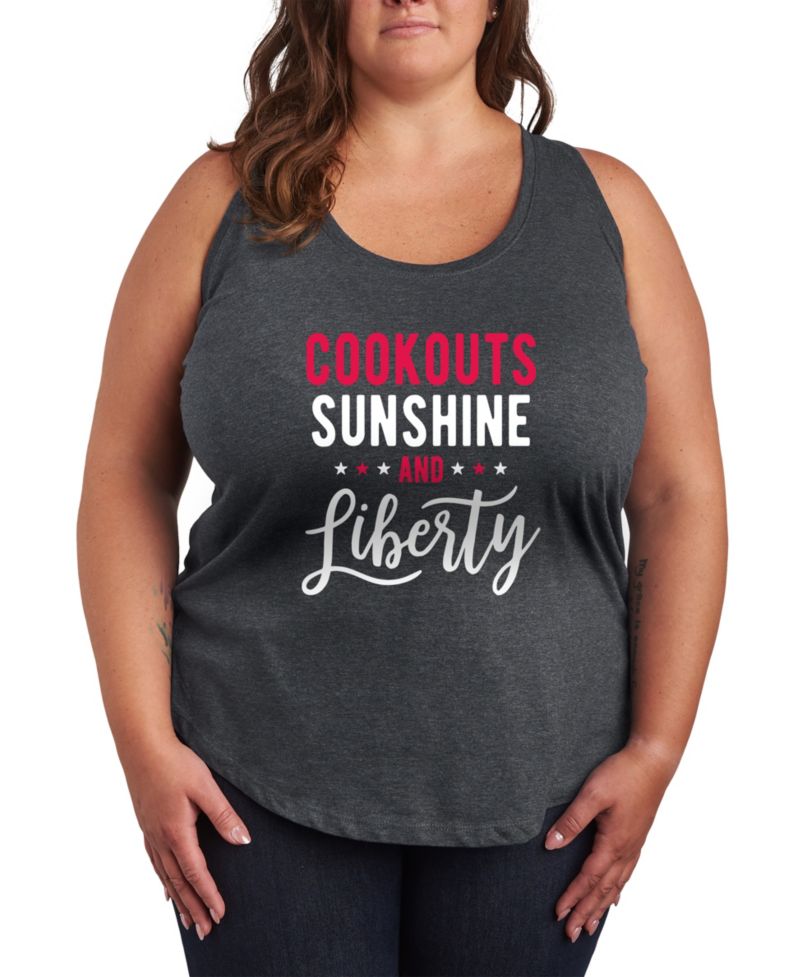 Plus Size Instant Message Cookouts Sunshine and Liberty Racerback Graphic Tank Top