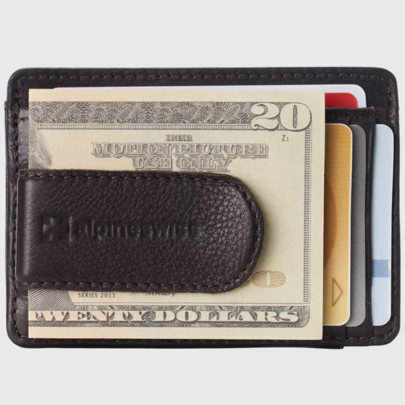 Men's RFID Money Clip Leather Minimalist Wallet Card Case ID Window
