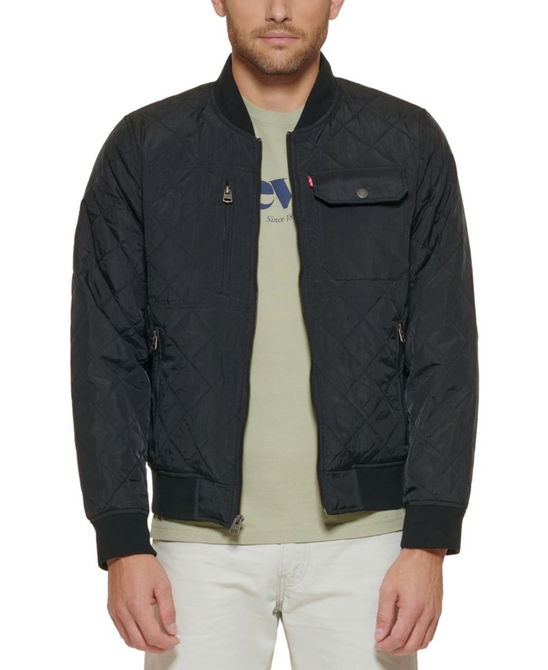 Men's Regular-Fit Diamond-Quilted Bomber Jacket