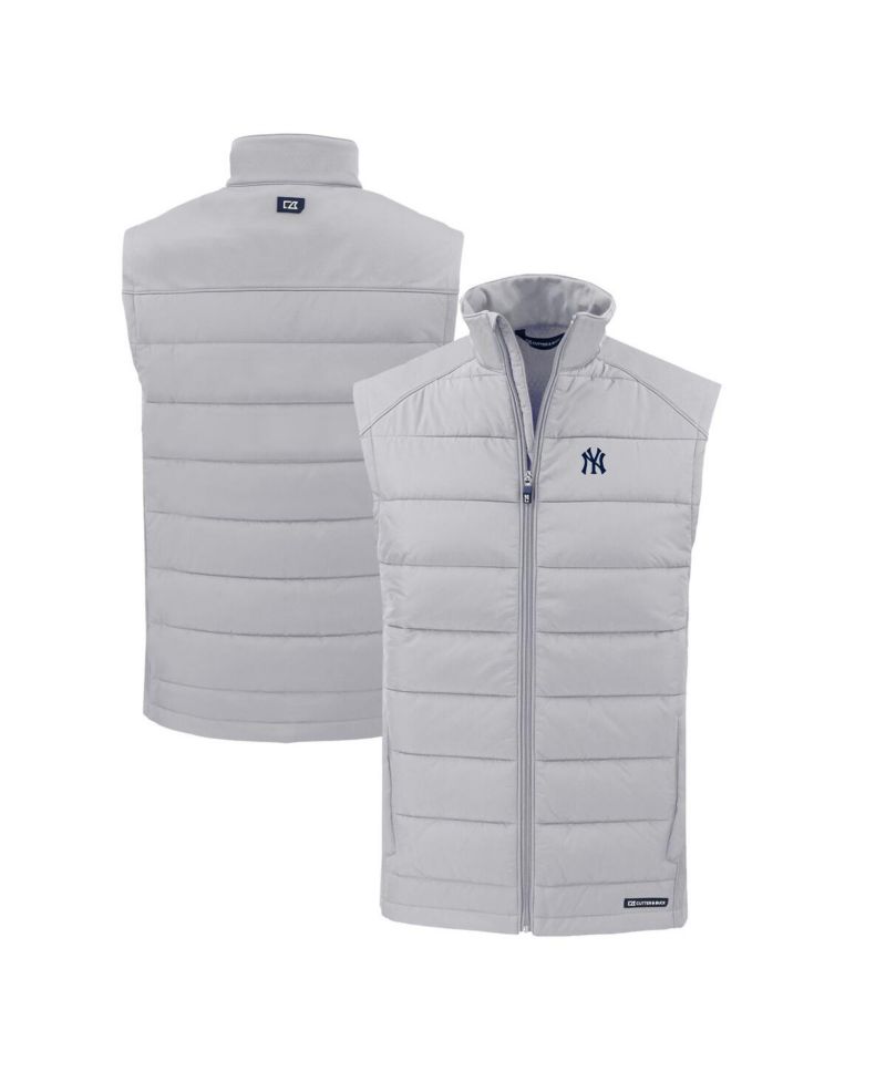 Men's Gray New York Yankees Evoke Hybrid Eco Softshell Full-Zip Vest