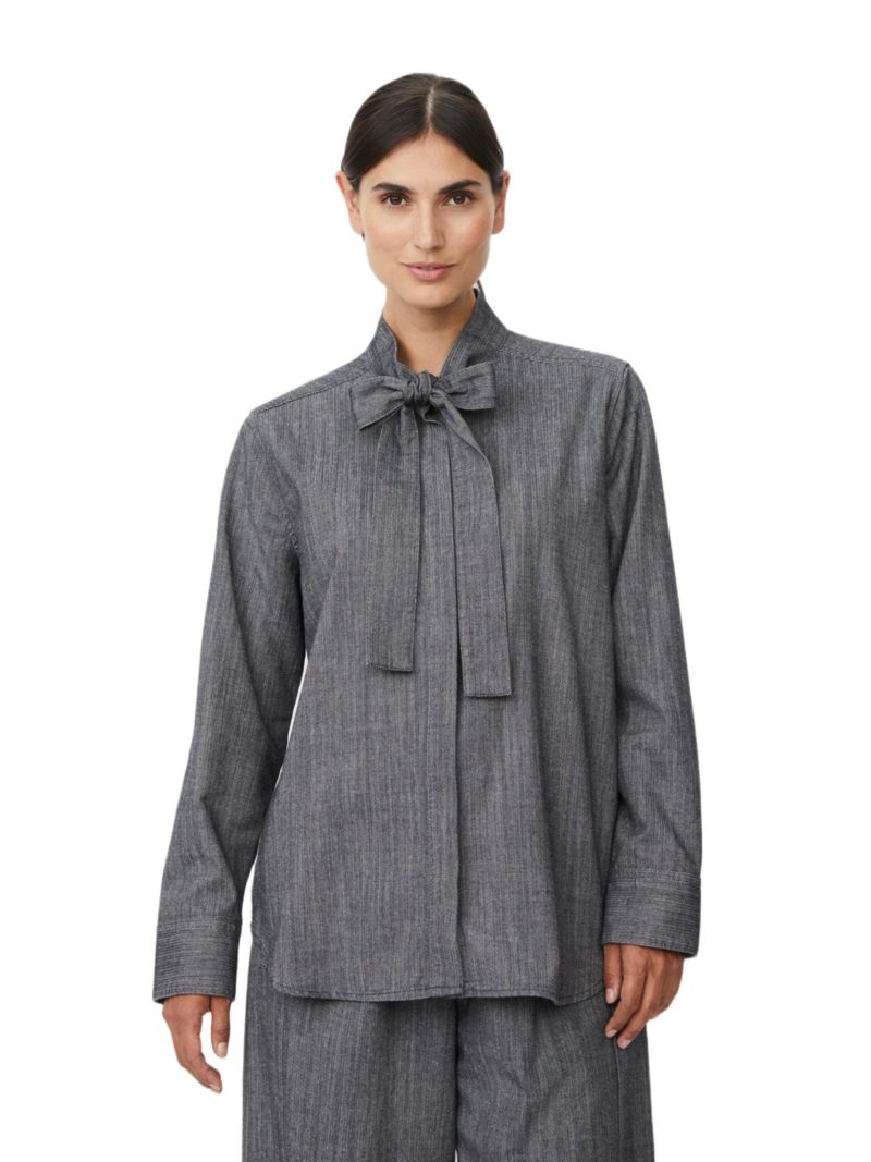 Women's Long Sleeve Neck Tie Shirt