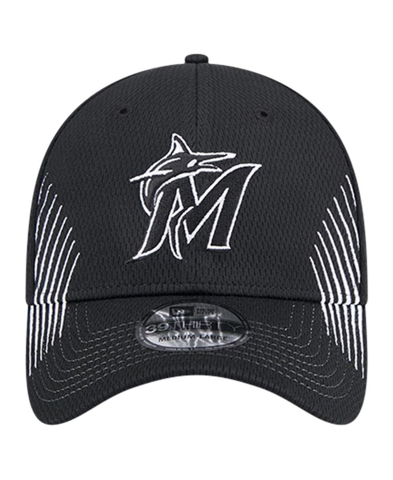 Men's Black Miami Marlins Active Dash Mark 39THIRTY Flex Hat
