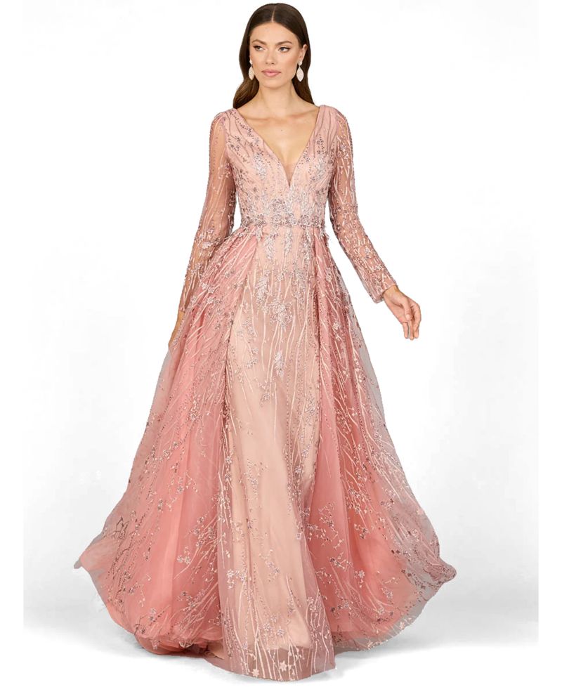 Women's Elegant Overskirt Dress with Long Sleeves