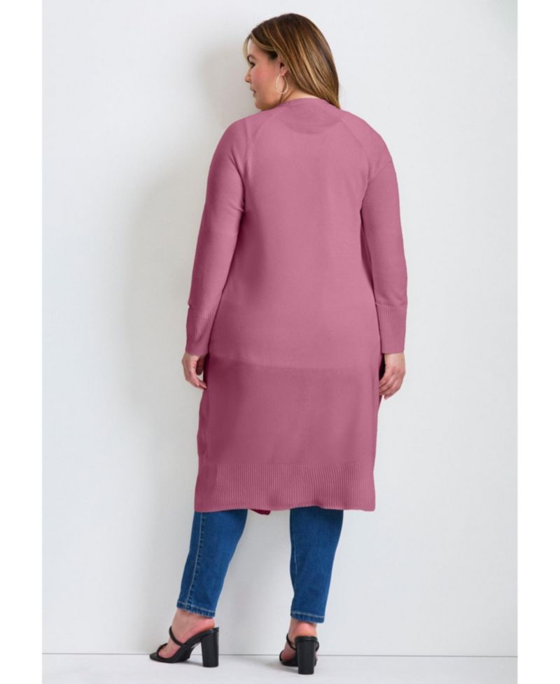Women's Plus Size Raglan Sleeve Duster Cardigan