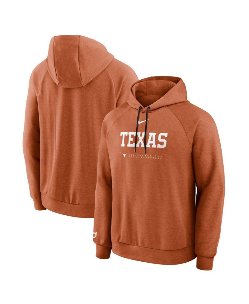 Men's Texas Orange Texas Longhorns 2025 Courtside Basketball Practice Raglan Dri-FIT Hoodie