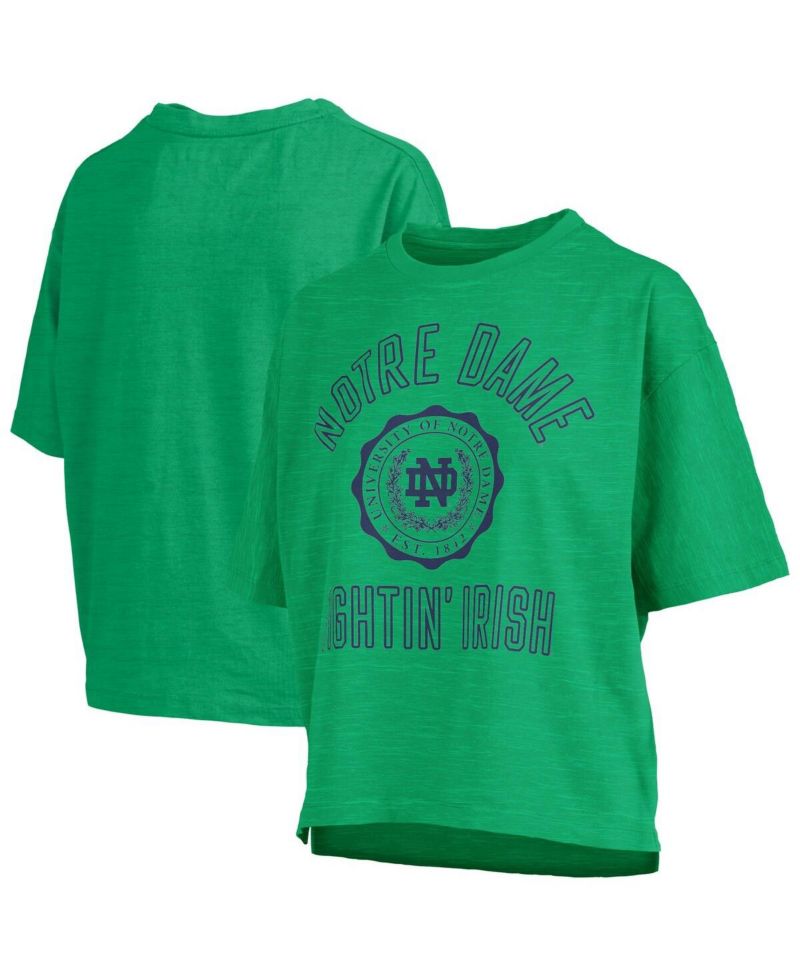 Women's Kelly Green Notre Dame Fighting Irish Motley Crew Bishop Waist Length Oversized Slub T-Shirt