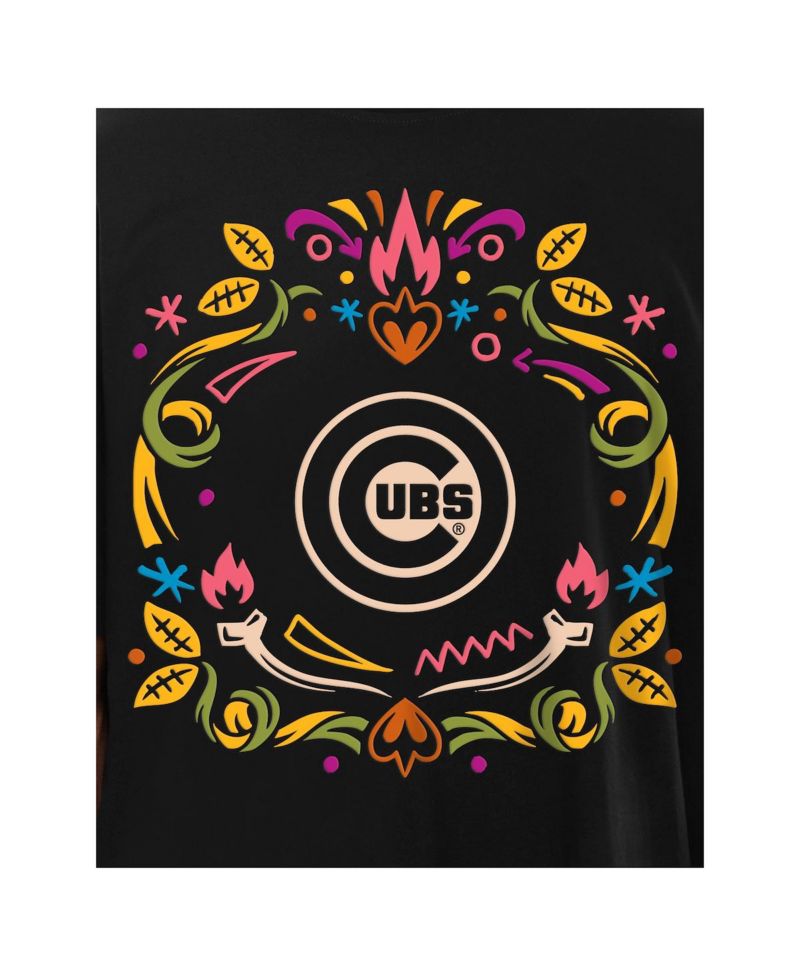 Men's Black Chicago Cubs Día de los Muertos Washed Oversized T-Shirt