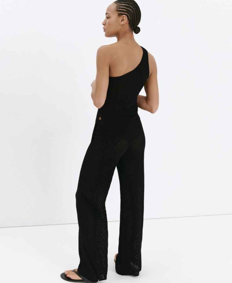 Women's Pull-On Straight-Leg Lace-Accented Knit Pants