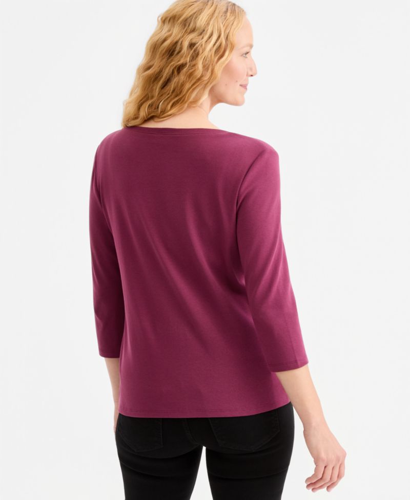 Plus Size 3/4-Sleeve Henley Tee