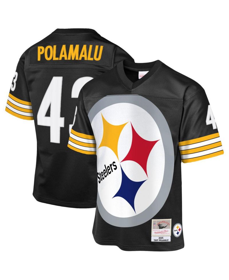 Big Boys and Girls Troy Polamalu Black Pittsburgh Steelers 2005 Throwback Fashion Jersey