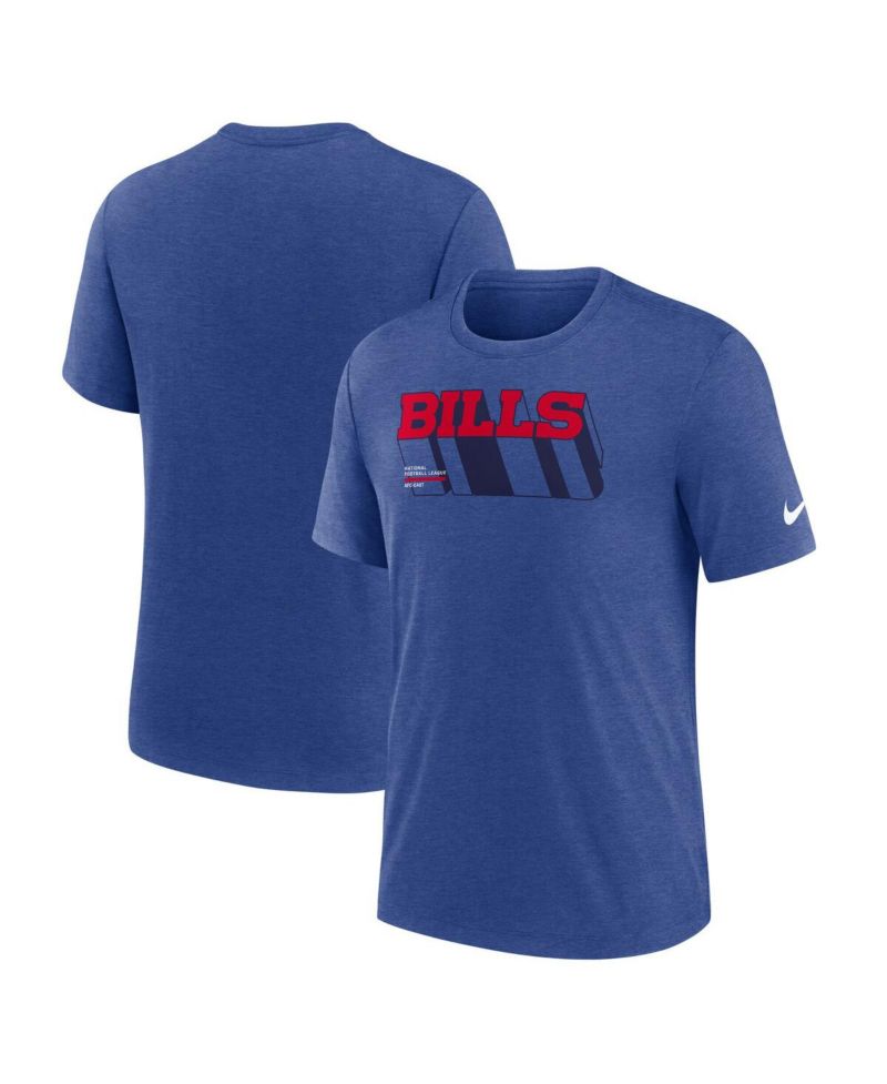 Men's Heather Royal Buffalo Bills Long Pass Tri-Blend T-Shirt