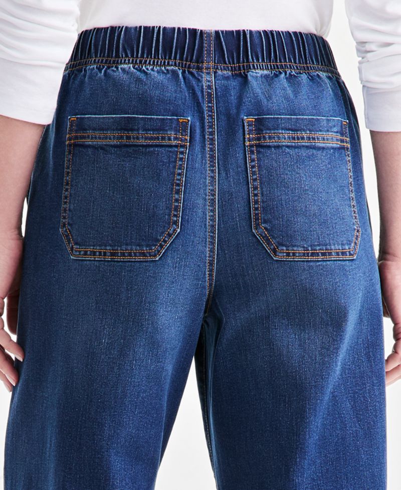 Women's Petite High-Rise Wide-Leg Pull-On Jeans