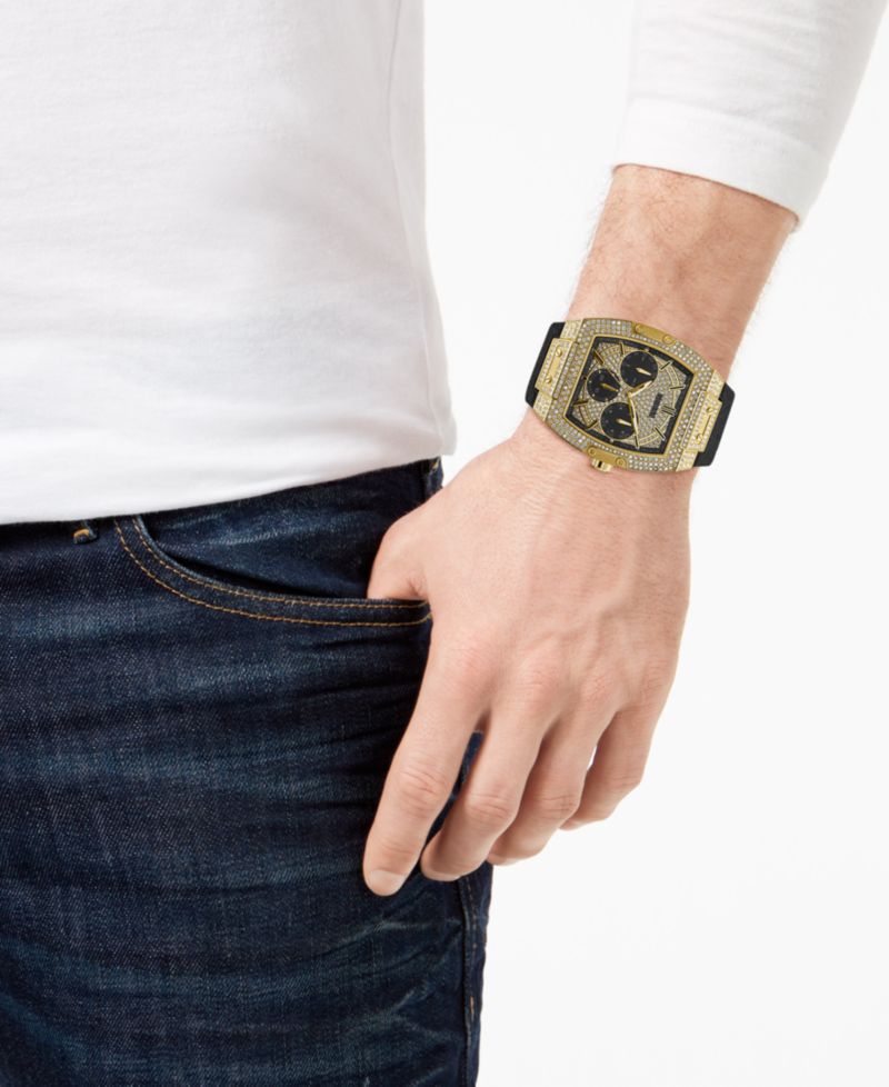 Men's Black Silicone Flex Strap Watch 51mm
